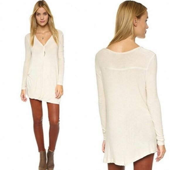 Free People Almond Miss Rose Tunic Blouse Size Small Sweater Top Long Sleeve Tee - Picture 2 of 9